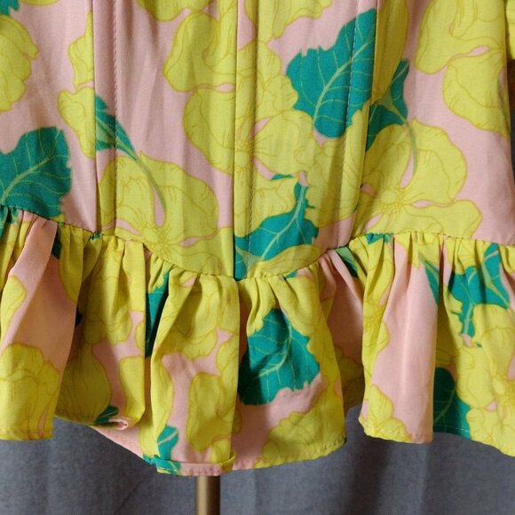 Milk & Honey Floral Sweetheart Top XS | Yellow Cottagecore Blouse - Picture 5 of 6